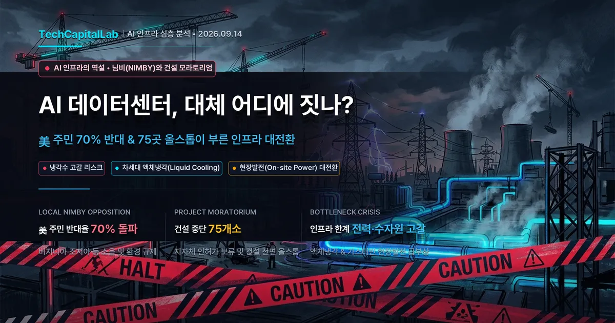 AI 데이터센터 어디에 지을 수 있을까? 미국 주민 70% 반대와 75곳 모라토리엄이 부른 인프라 대전환
