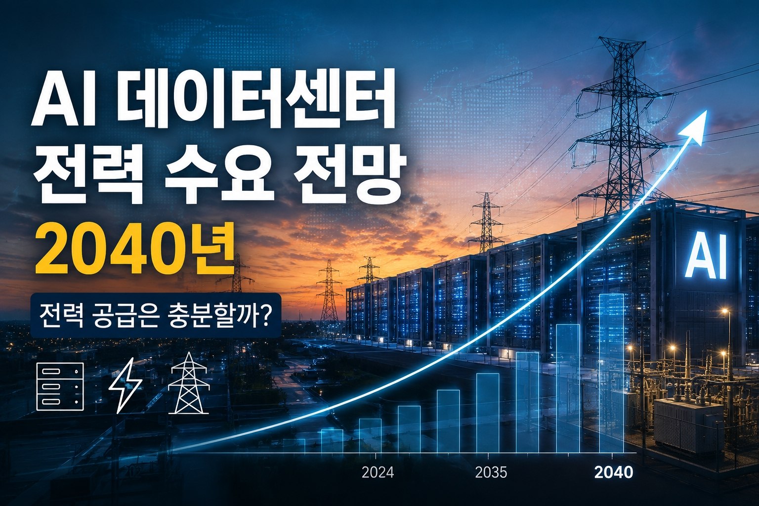 AI 데이터센터 때문에 전력 부족할까? 2040 전력수요 대폭 상향과 전력망 수혜주 분석