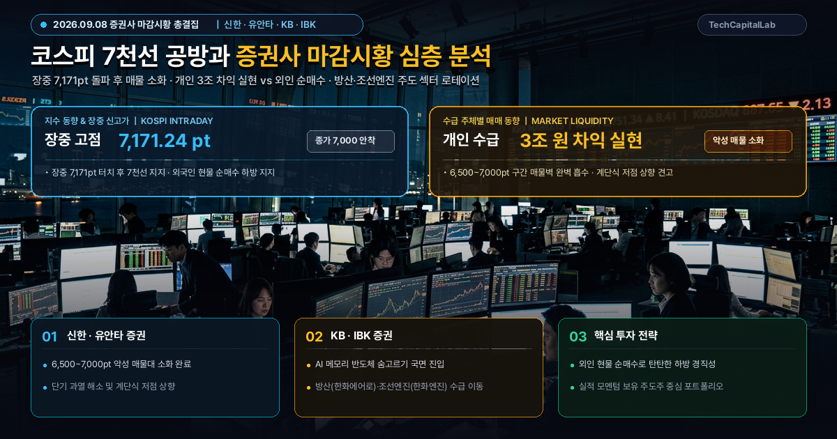 코스피 7천선 공방과 증권사 마감시황 총정리: 신한·유안타·KB·IBK 리포트 심층 분석