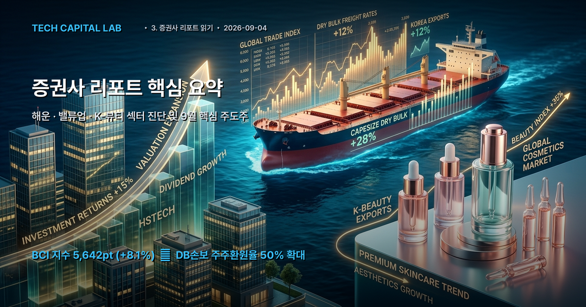 증권사 리포트 핵심 요약: 해운·밸류업·뷰티 섹터 집중 분석과 9월 주도주