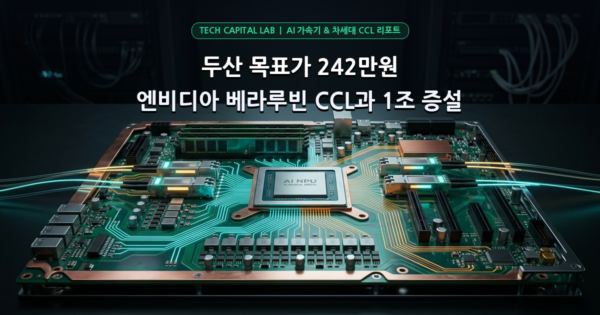 두산 목표가 242만원, 엔비디아 베라루빈 CCL 폭증과 1조 증설의 실체