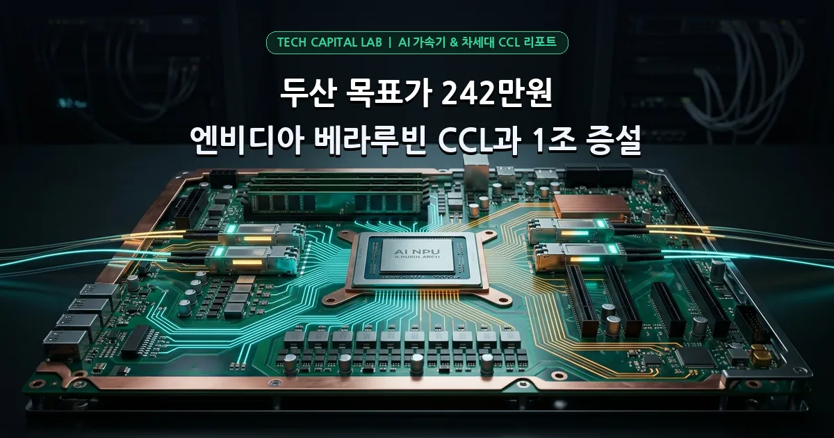두산 목표가 242만원, 엔비디아 베라루빈 CCL 폭증과 1조 증설의 실체