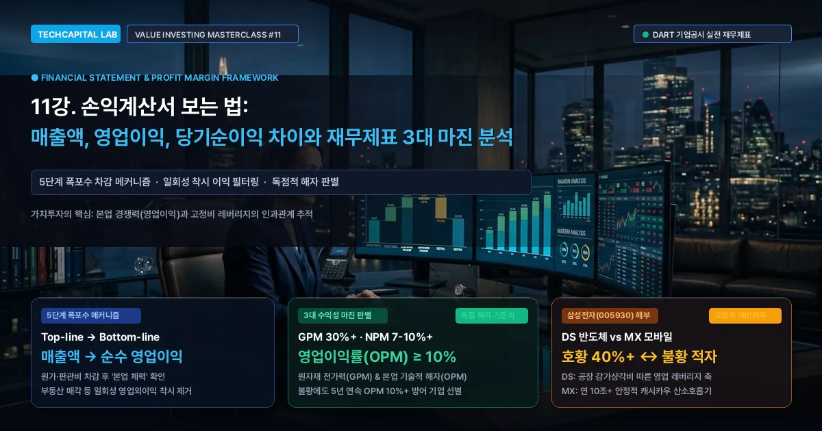 11강. 손익계산서 보는 법: 매출액, 영업이익, 당기순이익 차이와 재무제표 3대 마진 분석