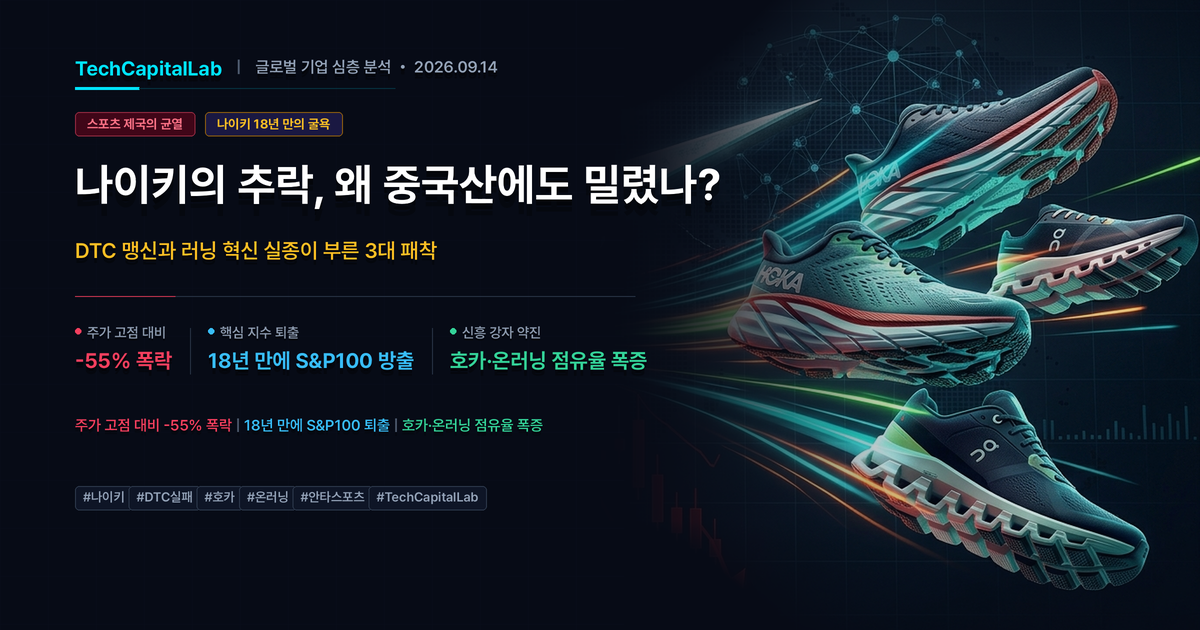 나이키 주가 왜 이렇게 폭락했을까? 18년 만에 퇴출당한 나이키의 3대 패착과 호카·온러닝의 역습