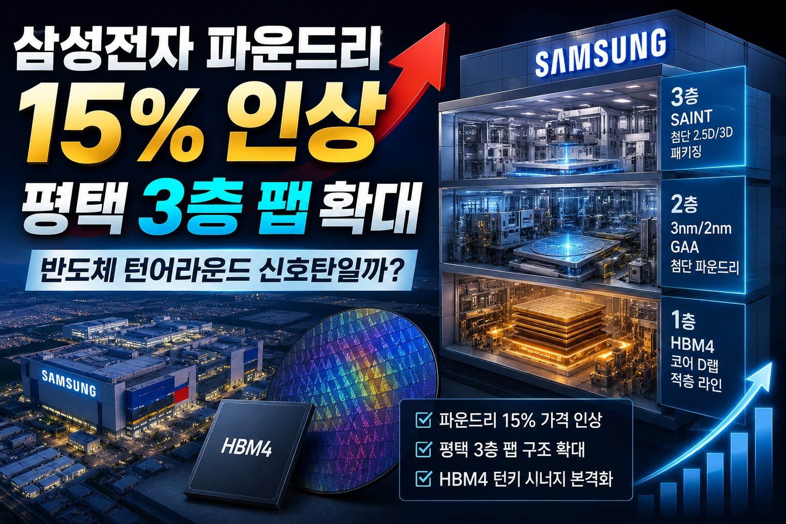 삼성전자 파운드리 15% 인상과 평택 3층 팹 확대, 반도체 턴어라운드 신호탄일까? 파운드리 가격 결정력과 팹 공간 혁신의 구조적 의미