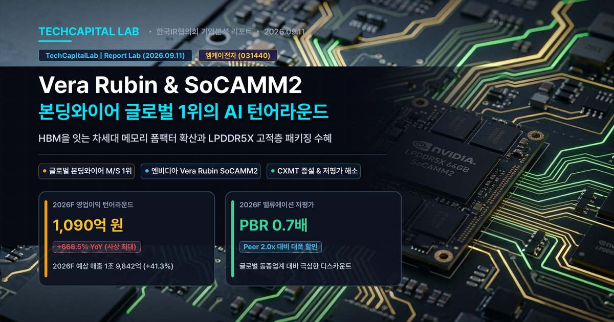 HBM 다음은 SoCAMM2일까? 엔비디아 베라 루빈 채택과 본딩와이어 1위 엠케이전자 1,090억 턴어라운드 분석