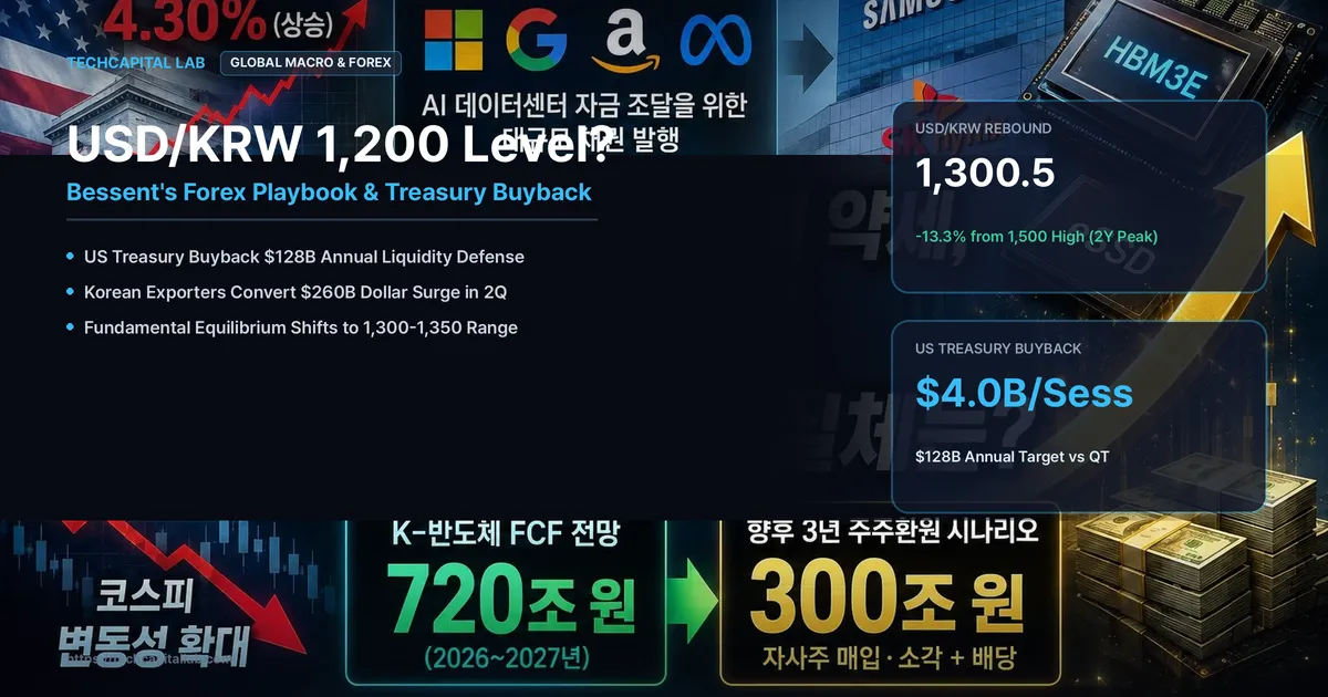 원달러 환율 1200원대 갈 수 있을까? 스콧 베센트의 엔화·국채 바이백 작전과 2600억 달러 환전이 만든 1300원의 진실
